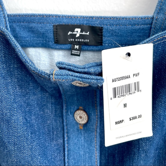 NWT 7 Seven Patchwork Blue Denim Jean Dress Button Jumper Festival Summer Boho - Picture 8 of 8